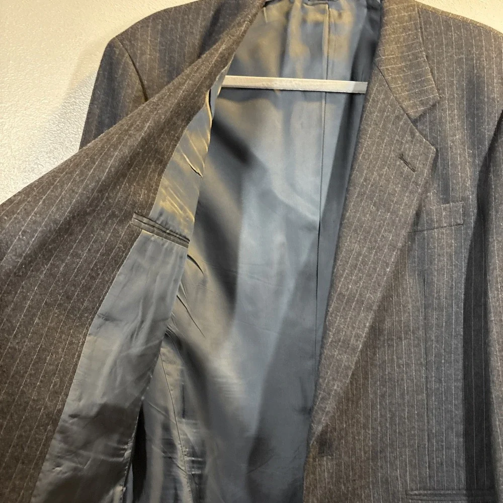 Pinstripe 100% Wool Sport Coat Jacket Charcoal Gray Francesco Maiolo‎ NY Rome